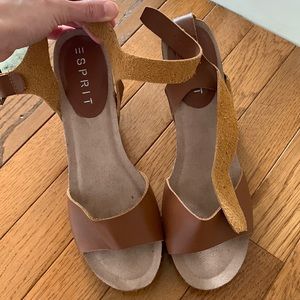 Esprit brown leather wedges - size 8 - never worn